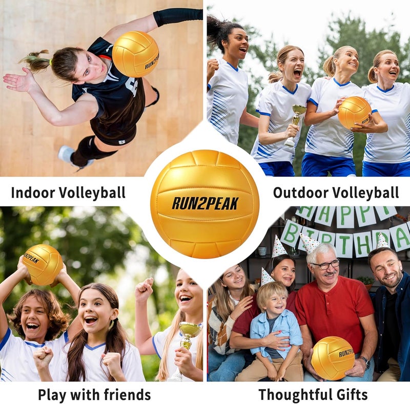 RUN2PEAK Soft Volleyball Ball Official Size 5 Volleyballs for Indoor Outdoor Beach Pool Game Play for Youth Teen Team Beginners Professional PU Leather Training Practice Volley Balls - Image 4